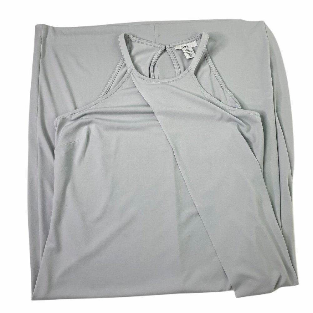 Bar III Gray Faux Wrap Sleeveless High Neck Dress - Picture 7 of 7